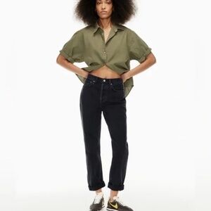 Aritzia Denim Forum Boyfriend High Rise Loose 28L Washed Black Jeans - Sz 24